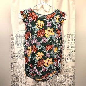 NWOT Women's Green Floral Ruffle Trimmed Sleeveless Loft Petites Blouse Sz XXSP